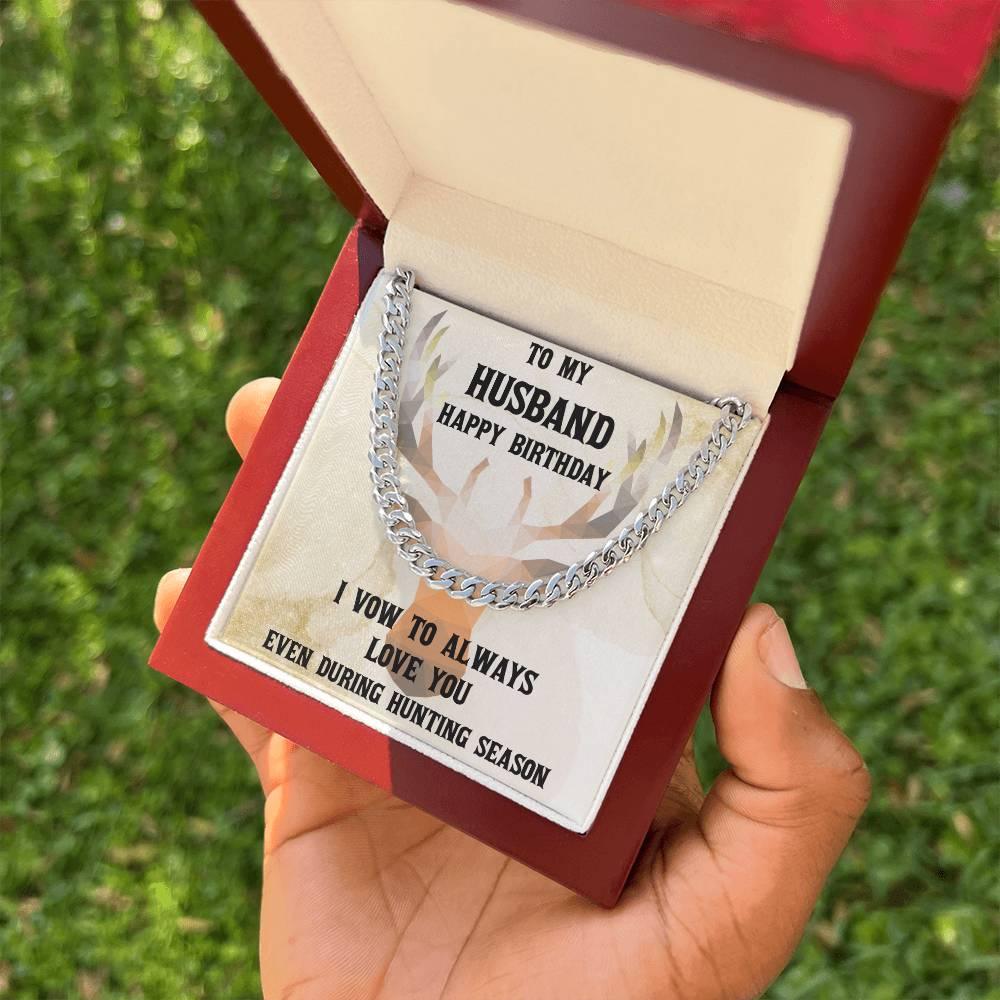 Hunter's Love Token: Funny & Personalized Cuban Necklace Birthday Gift from Wife - Mallard Moon Gift Shop