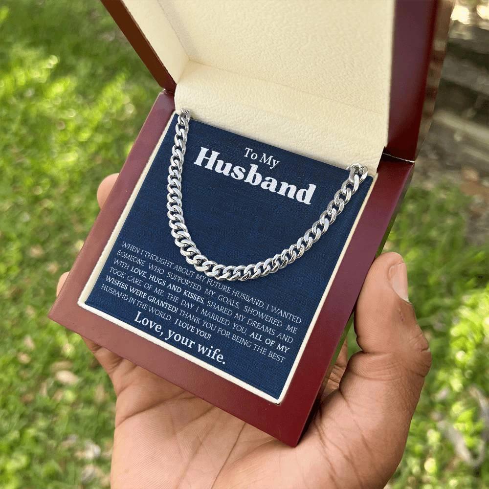 To The Best Husband In The World Cuban Link Chain Necklace