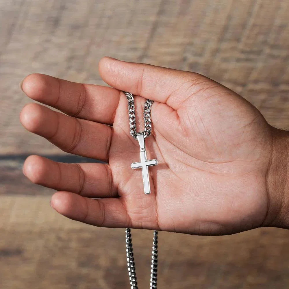 Gift for Son - Happy Easter May the Blessings of the Lord Guide You Personalized Engraved Cross Necklace