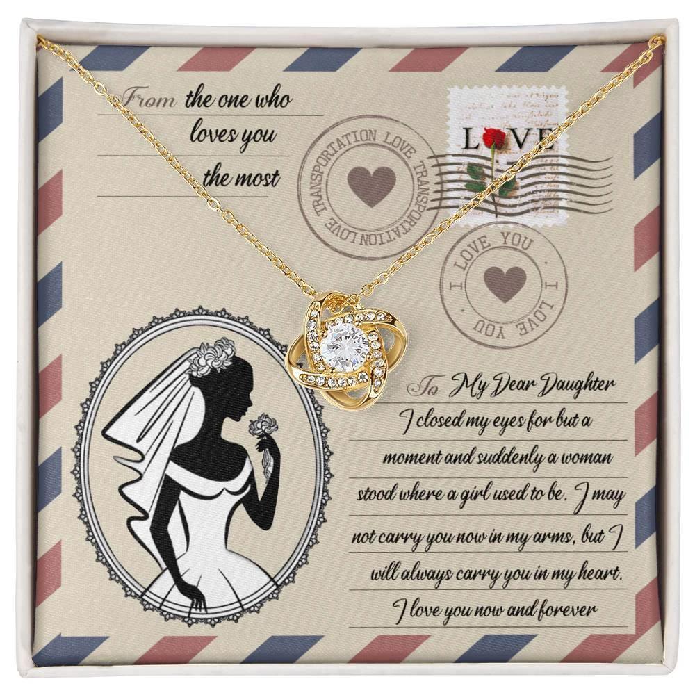 Daughter Wedding Day Gift -I Closed my Eyes Love Knot Pendant Necklace