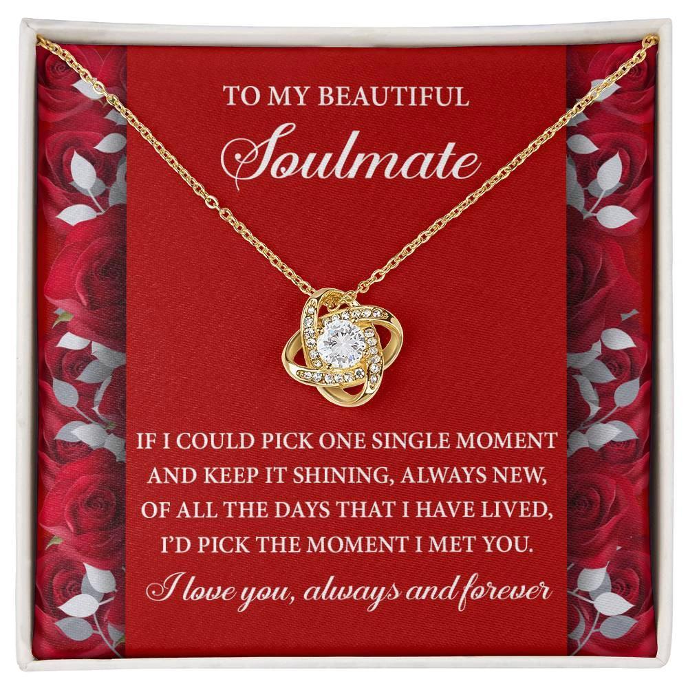 Romantic Anniversary, Valentine's Day Gift for Soulmate, Wife, Girlfriend - The Moment I Met You - Love Knot Pendant Necklace