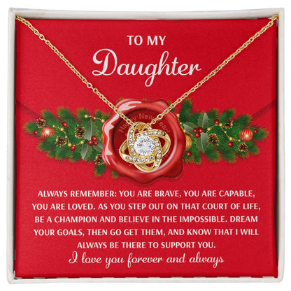 Gift for Daughter - Be A Champion - Love Knot Pendant Necklace - Mallard Moon Gift Shop
