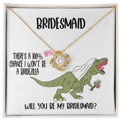 Bridesmaid Invitation Proposal Gift - Will You Be My Bridesmaid Love Knot Pendant Necklace Gift from Bridezilla - Mallard Moon Gift Shop