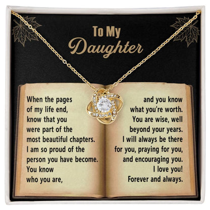 Daughter - Beyond Your Years - Love Knot Pendant Necklace - Mallard Moon Gift Shop