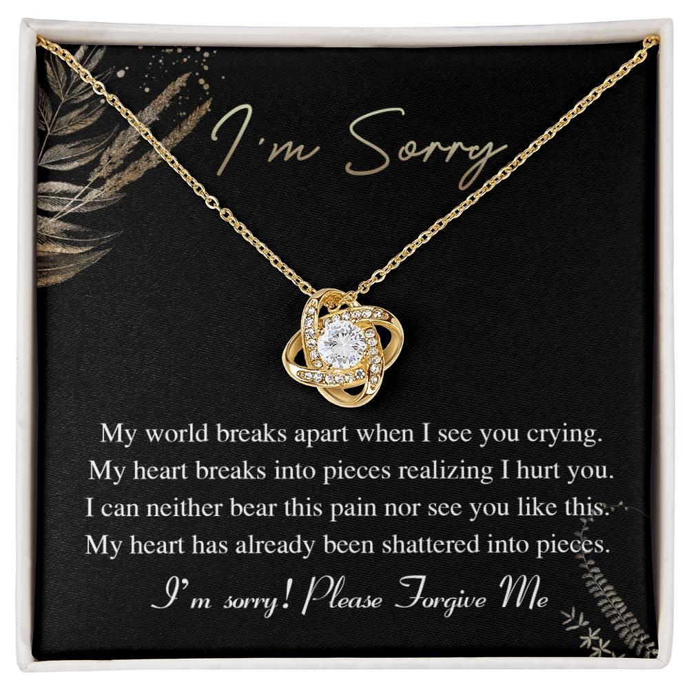 Apology Gift for Girlfriend, Wife, Soulmate - Sorry, See You Crying - Love Knot Pendant Necklace - Mallard Moon Gift Shop