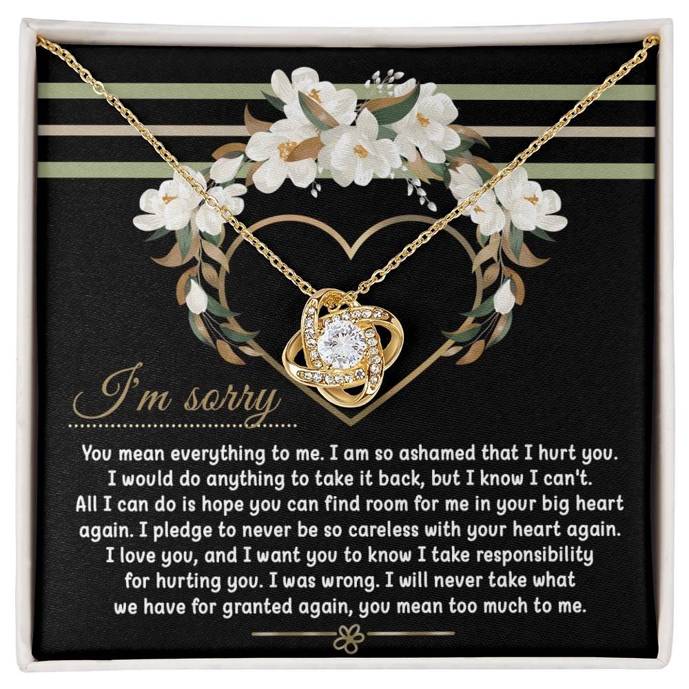 Apology Gift for Girlfriend, Wife, Soulmate - Sorry, Big Heart - Love Knot Pendant Necklace - Mallard Moon Gift Shop