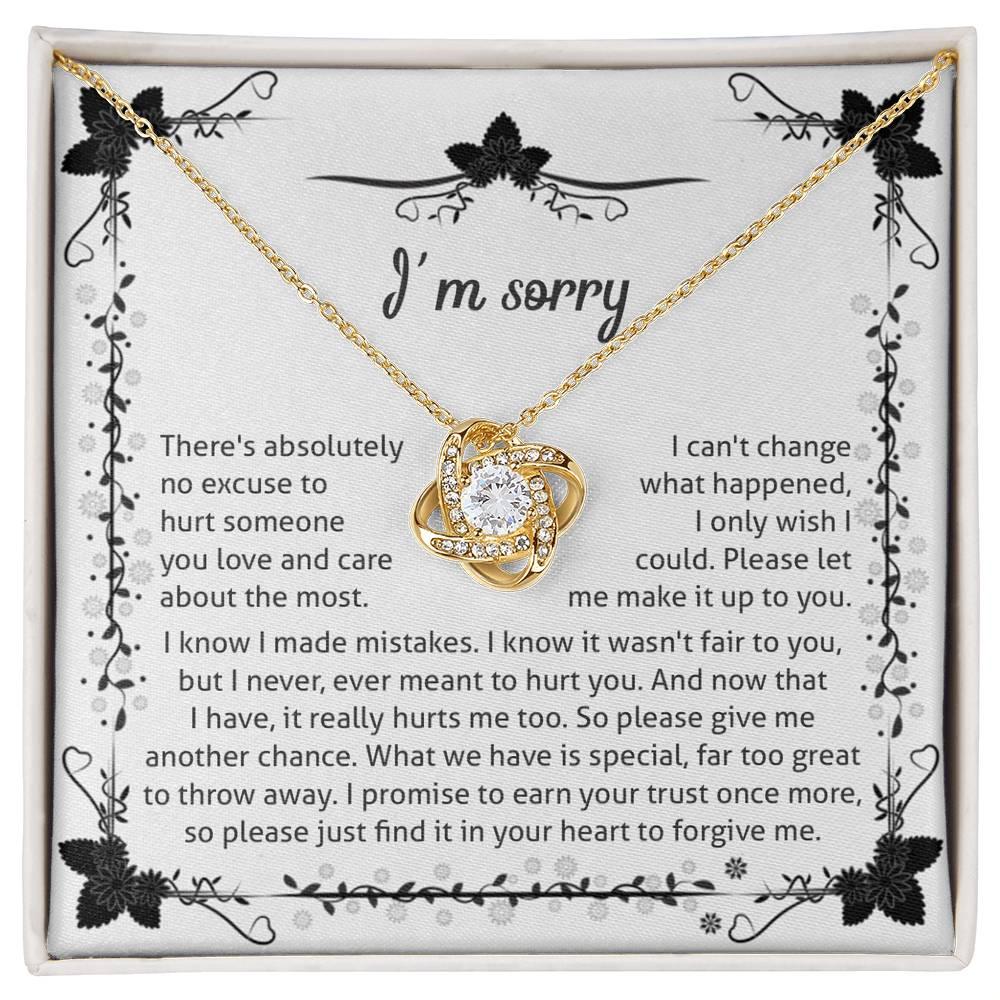 Apology - I'm Sorry, No Excuse, Another Chance - Love Knot Pendant Necklace - Mallard Moon Gift Shop