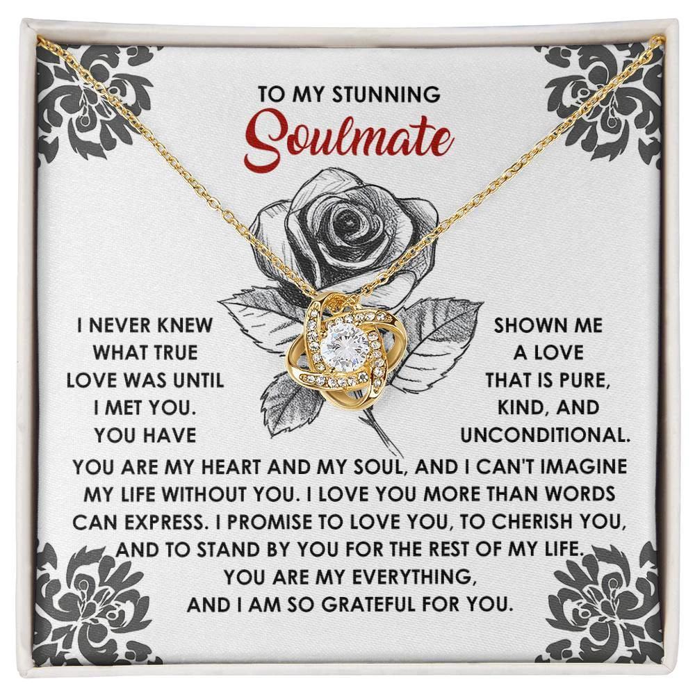 To My Stunning Soulmate Love Knot Necklace – A Romantic Gift to Cherish and Celebrate Unconditional Love