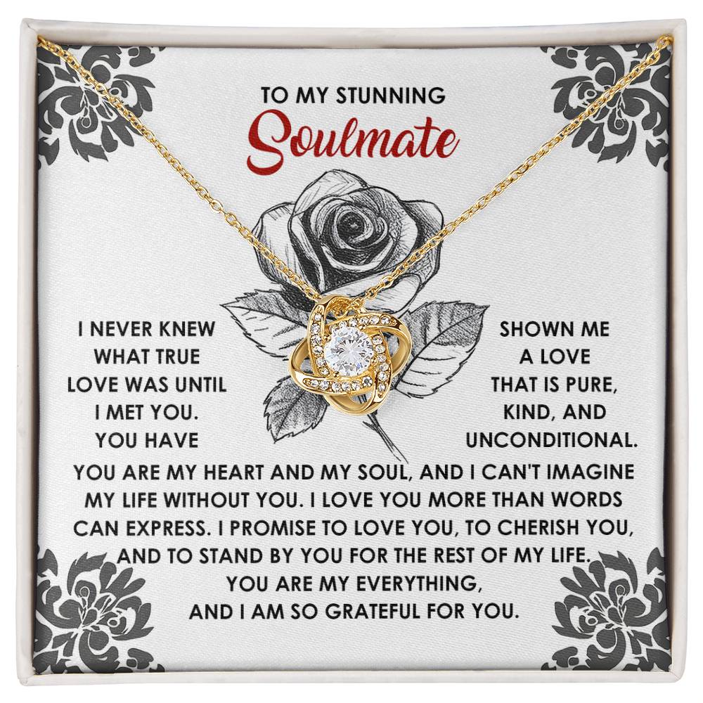 To My Stunning Soulmate Love Knot Necklace – A Romantic Gift to Cherish and Celebrate Unconditional Love - Mallard Moon Gift Shop