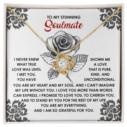To My Stunning Soulmate Love Knot Necklace – A Romantic Gift to Cherish and Celebrate Unconditional Love - Mallard Moon Gift Shop
