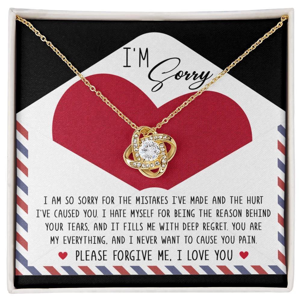 Apology Gift for Girlfriend, Wife, Soulmate - Sorry, Behind Your Tears - Love Knot Pendant Necklace