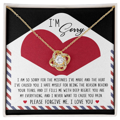 Apology Gift for Girlfriend, Wife, Soulmate - Sorry, Behind Your Tears - Love Knot Pendant Necklace - Mallard Moon Gift Shop