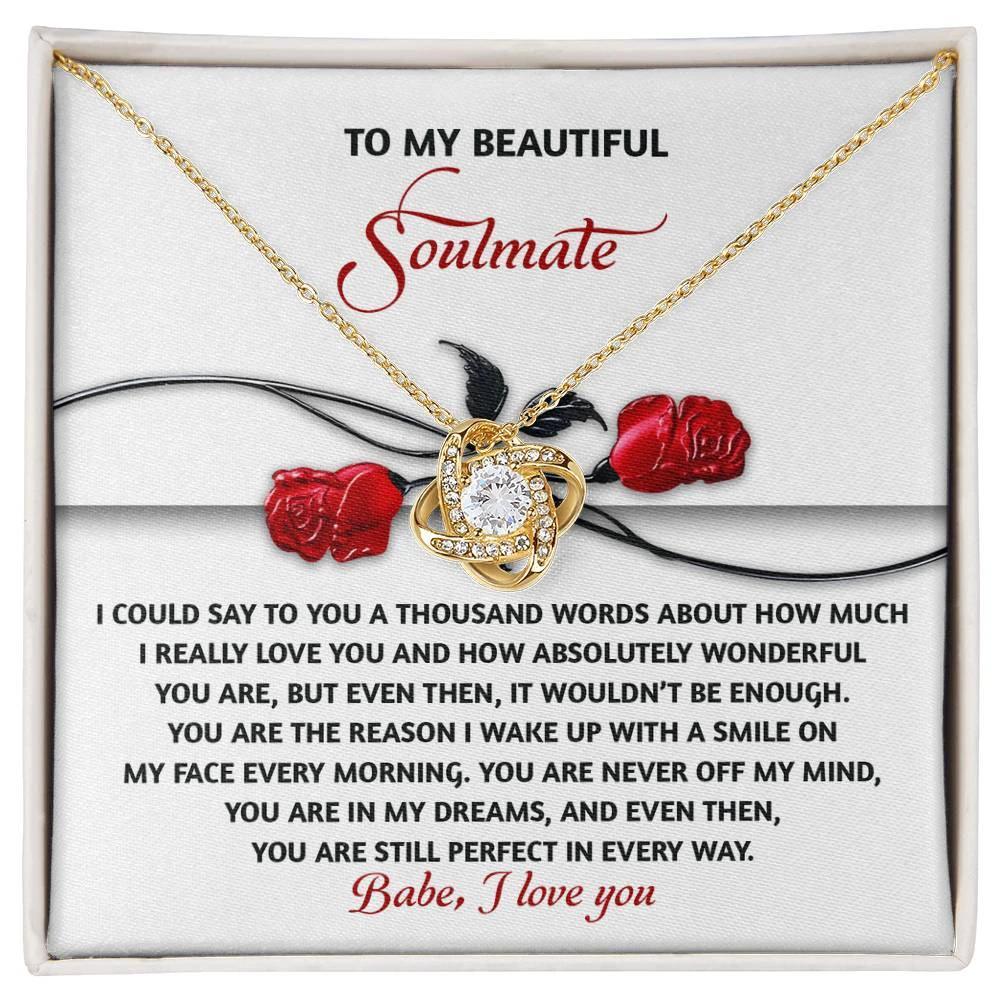 Romantic Anniversary, Valentine's Day Gift for Soulmate, Wife, Girlfriend - Wake Up With a Smile - Love Knot Pendant Necklace