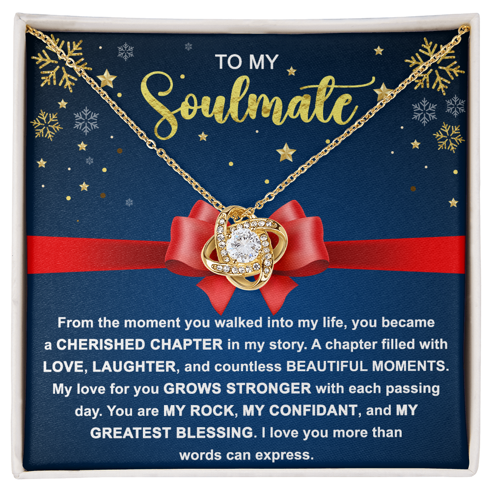 To My Soulmate - My Rock, My Confidant, My Greatest Blessing - Love Knot Pendant Necklace - Mallard Moon Gift Shop
