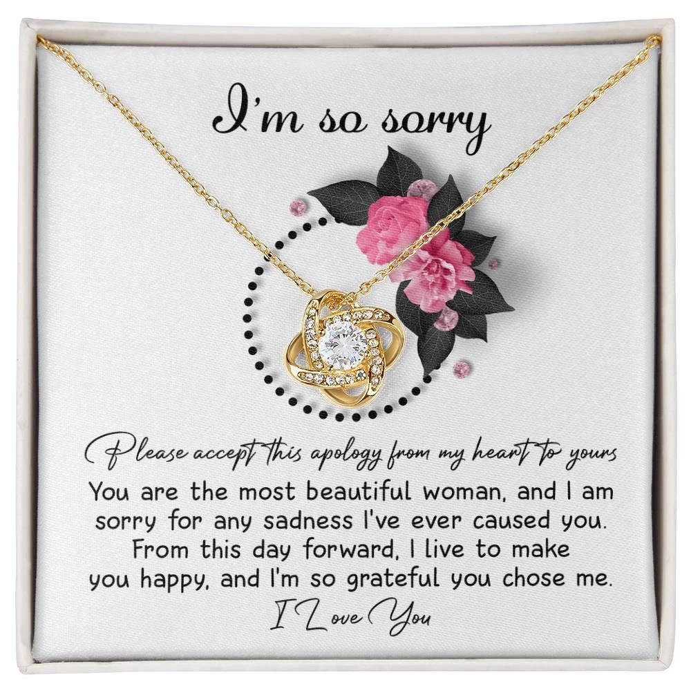 Apology Gift for Girlfriend, Wife, Soulmate - Sorry, Make You Happy - Love Knot Pendant Necklace