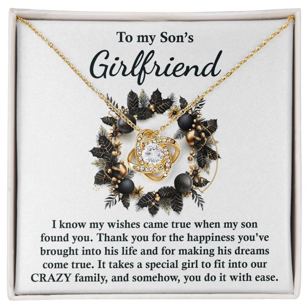 Gift for Son's Girlfriend - My Wishes Came True When He Found You - Love Knot Pendant Necklace - Mallard Moon Gift Shop