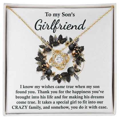 Gift for Son's Girlfriend - My Wishes Came True When He Found You - Love Knot Pendant Necklace - Mallard Moon Gift Shop