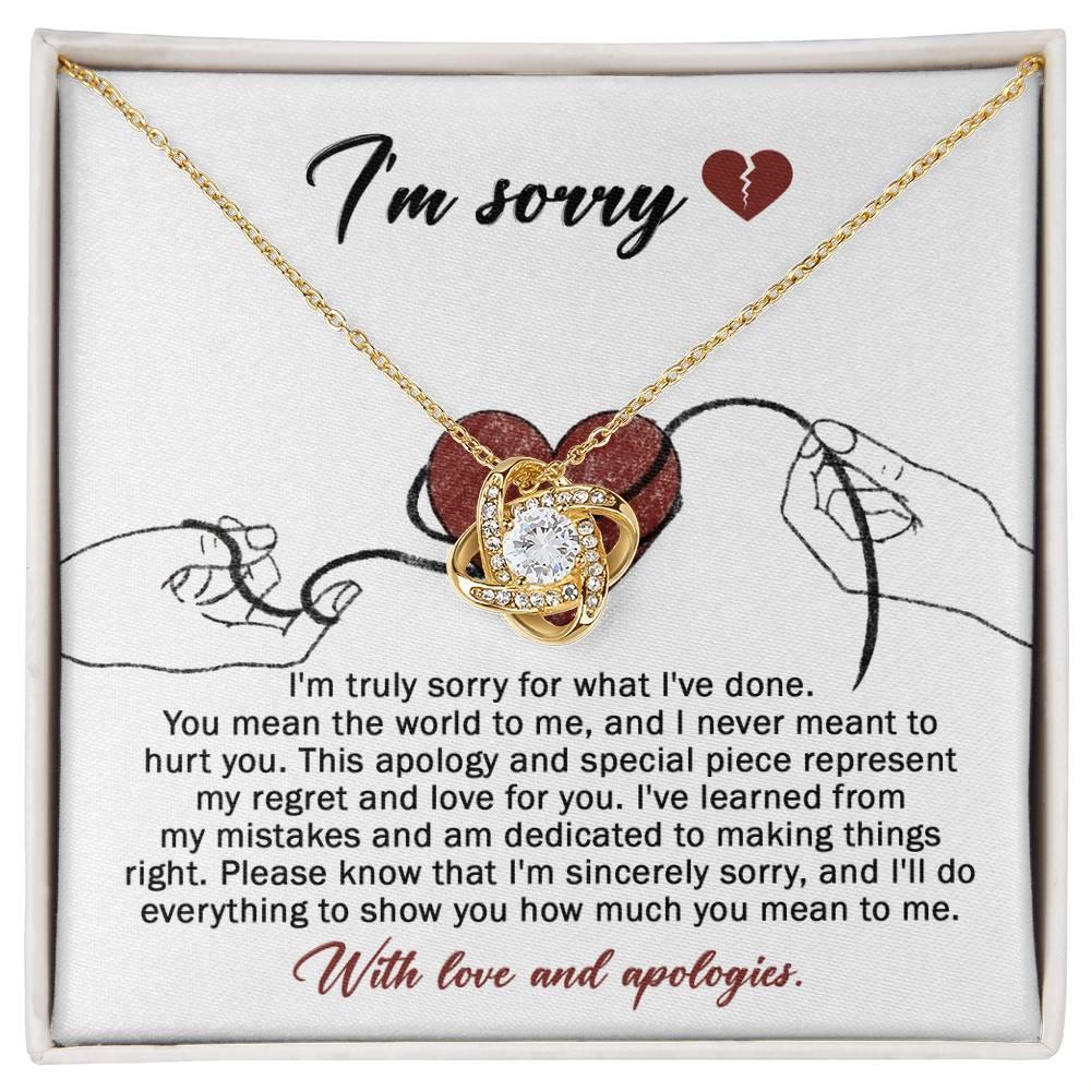 Apology Gift for Girlfriend, Wife, Soulmate - Sorry, Mean The World - Love Knot Pendant Necklace - Mallard Moon Gift Shop