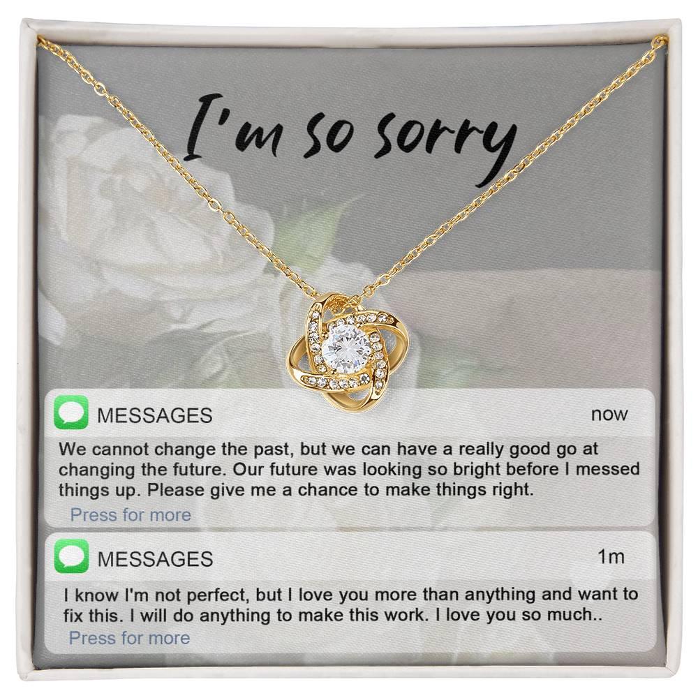 Gift for Girlfriend, Wife - Sorry, I'm Not Perfect - Love Knot Pendant Necklace - Mallard Moon Gift Shop