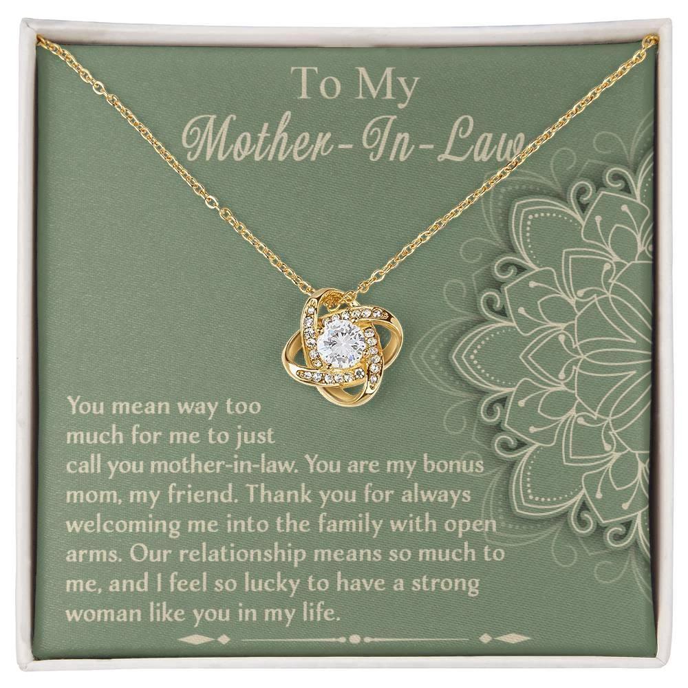 Mother-In-Law Gift - I Feel Lucky to Have A Strong Woman in My Life Love Knot Necklace