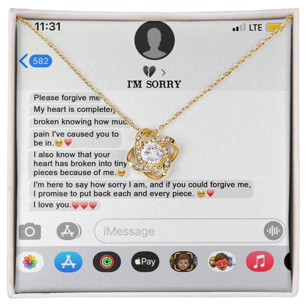 Gift for Girlfriend, Wife - Sorry, Completely Broken - Love Knot Pendant Necklace - Mallard Moon Gift Shop