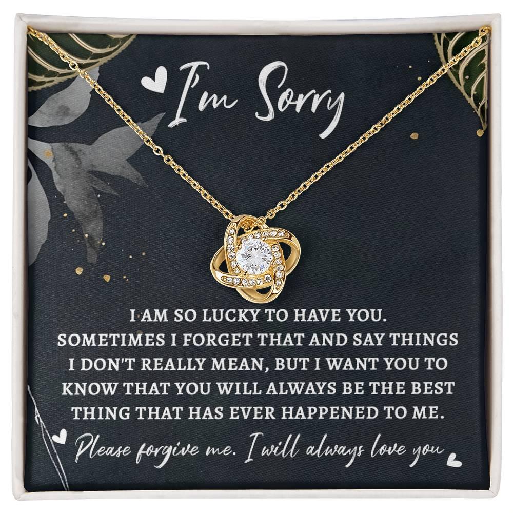 Apology Gift for Girlfriend, Wife, Soulmate - Sorry, The Best Thing - Love Knot Pendant Necklace - Mallard Moon Gift Shop