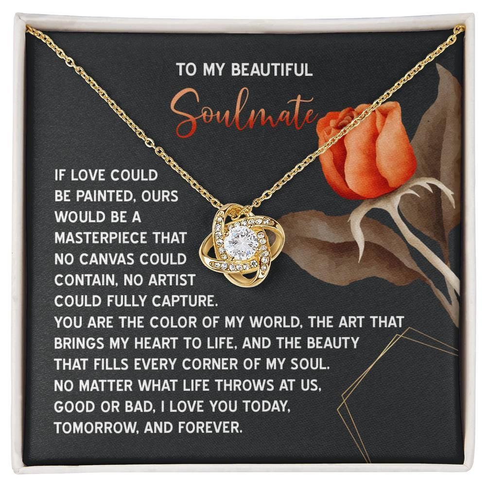 Romantic Gift for Soulmate, Wife or Girlfriend - Valentine's Day, Anniversary, or Birthday - Masterpiece Love Knot Pendant Necklace Soulmate