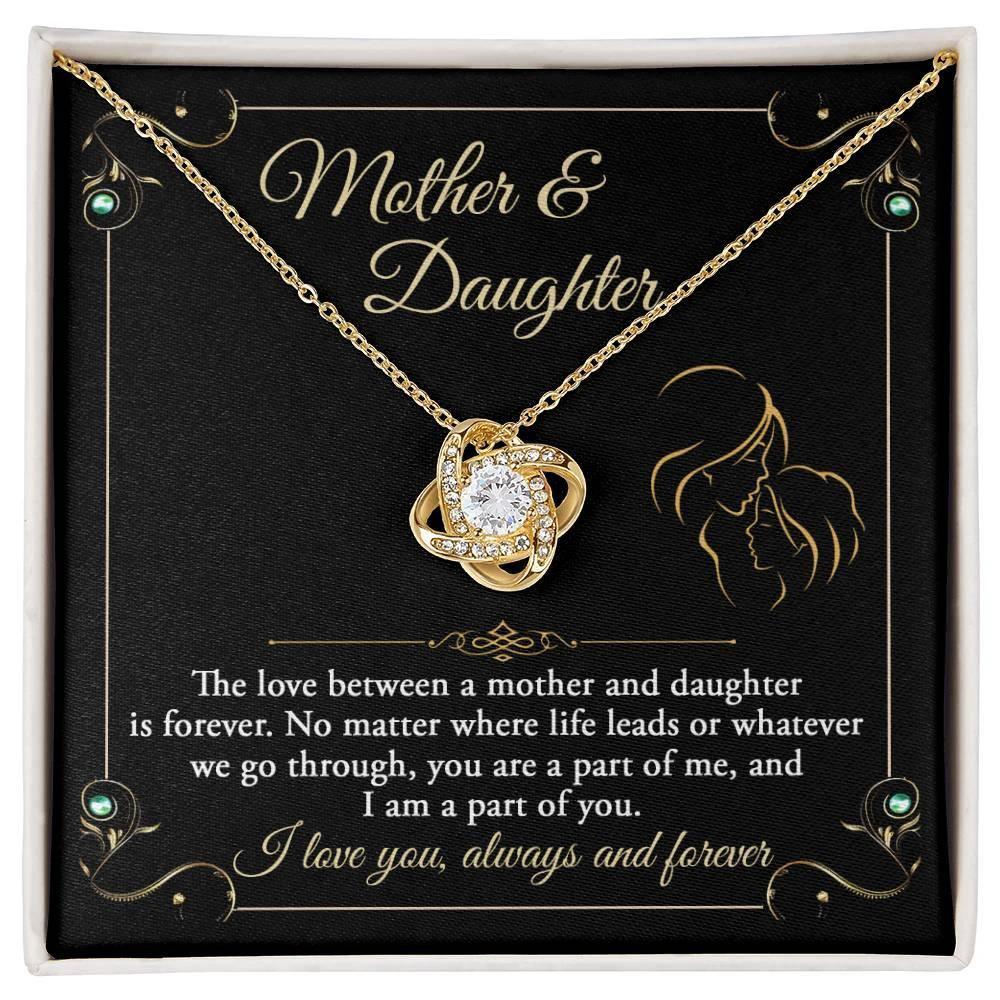 Mother and Daughter- You are a Part Of Me and I am a Part of You Love Knot Necklace