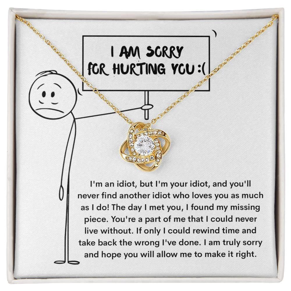 Apology Gift for Girlfriend, Wife, Soulmate - Sorry, Missing Piece - Love Knot Pendant Necklace