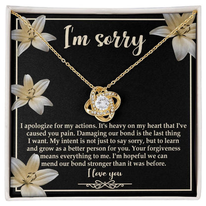 Apology Gift for Girlfriend, Wife, Soulmate - Sorry, The Last Thing - Love Knot Pendant Necklace - Mallard Moon Gift Shop