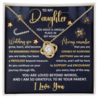 To My Daughter - You Hold a Unique Place in my Heart - Christmas Love Knot Necklace