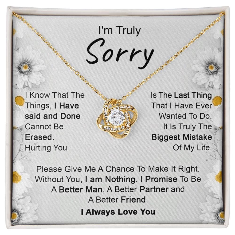 Apology Gift for Girlfriend, Wife, Soulmate - I’m Truly Sorry - Love Knot Pendant Necklace - Mallard Moon Gift Shop