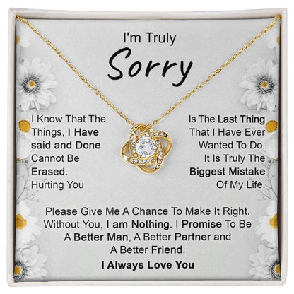 Apology Gift for Girlfriend, Wife, Soulmate - I’m Truly Sorry - Love Knot Pendant Necklace - Mallard Moon Gift Shop