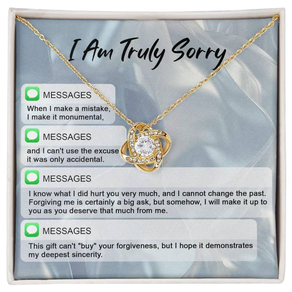 Gift for Girlfriend, Wife - Sorry, Make A Mistake - Love Knot Pendant Necklace - Mallard Moon Gift Shop