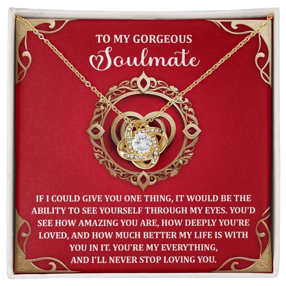 Romantic Anniversary, Valentine's Day Gift for Soulmate, Wife, Girlfriend - Through My Eyes - Love Knot Pendant Necklace