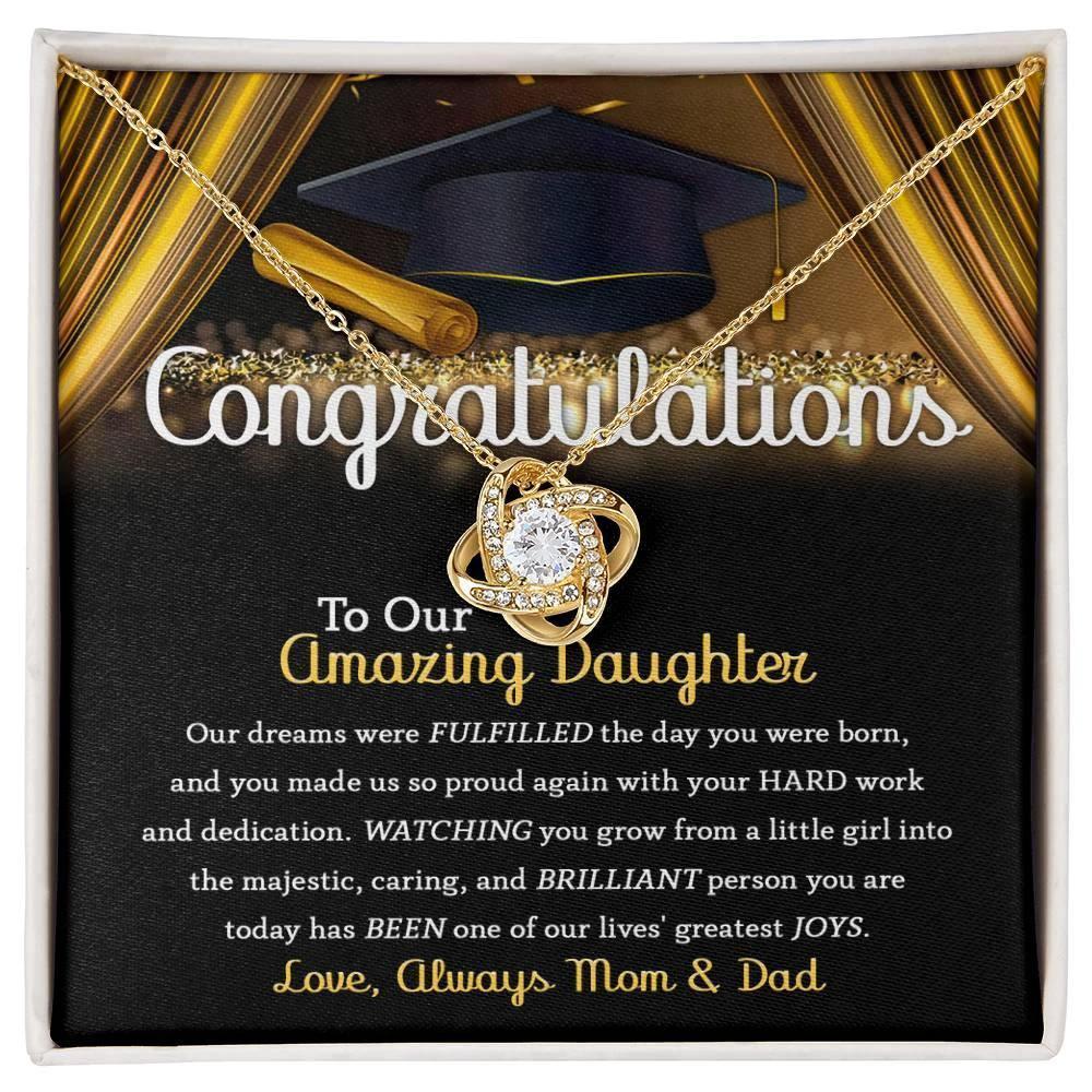 Daughter Graduation Jewelry Necklace with Message Card from Mom and Dad - You Made Us So Proud