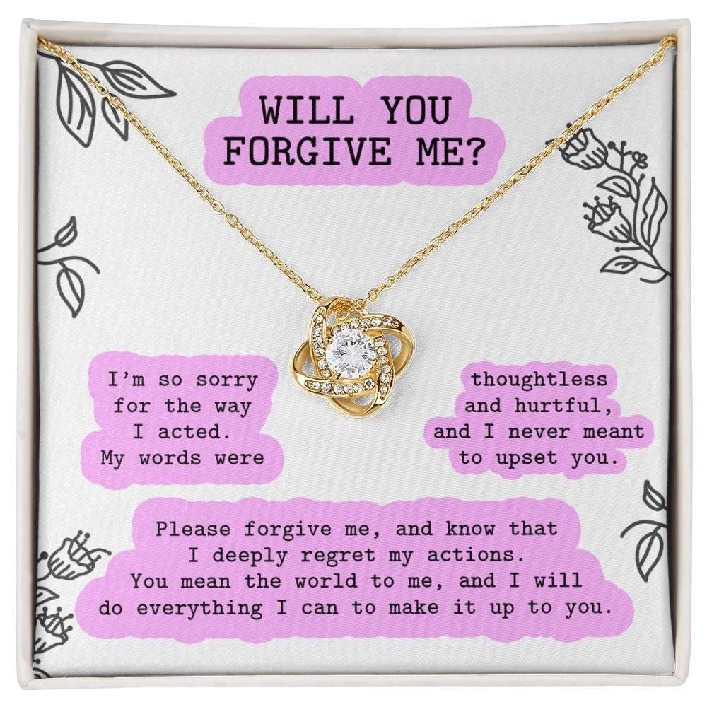 Apology Gift for Girlfriend, Wife, Soulmate - Sorry, Never Meant To Upset You - Love Knot Pendant Necklace