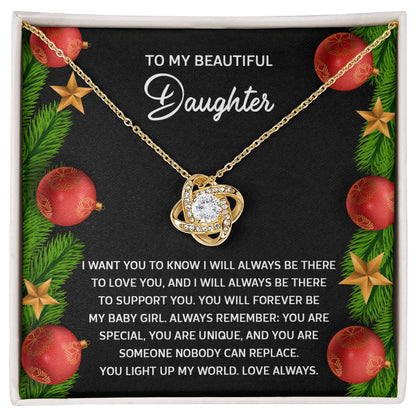 Gift for Daughter - Nobody Can Replace - Love Knot Pendant Necklace - Mallard Moon Gift Shop