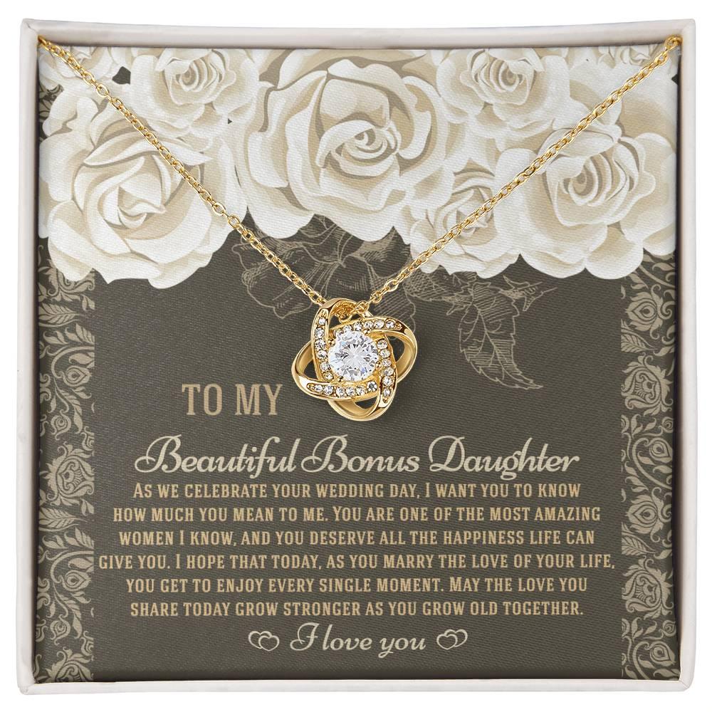 Bonus Daughter Wedding Day Gift - Grow Old Together - Love Knot Pendant Necklace - Mallard Moon Gift Shop
