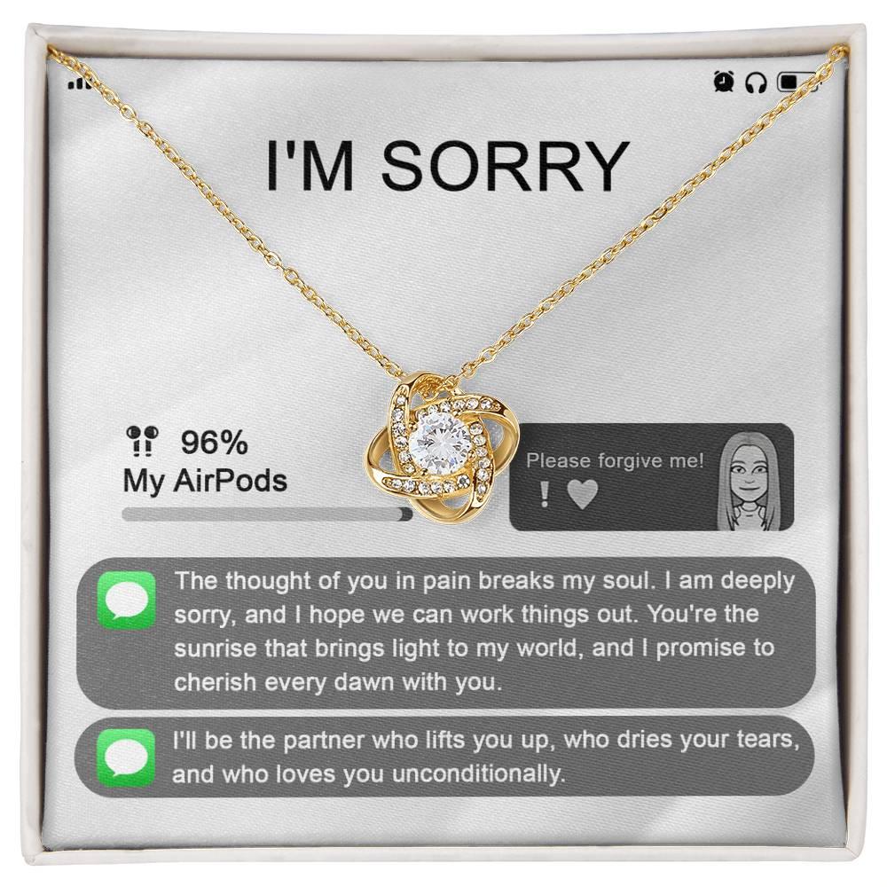 Gift for Girlfriend, Wife - Sorry, Breaks My Soul - Love Knot Pendant Necklace - Mallard Moon Gift Shop