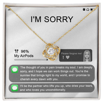 Gift for Girlfriend, Wife - Sorry, Breaks My Soul - Love Knot Pendant Necklace - Mallard Moon Gift Shop