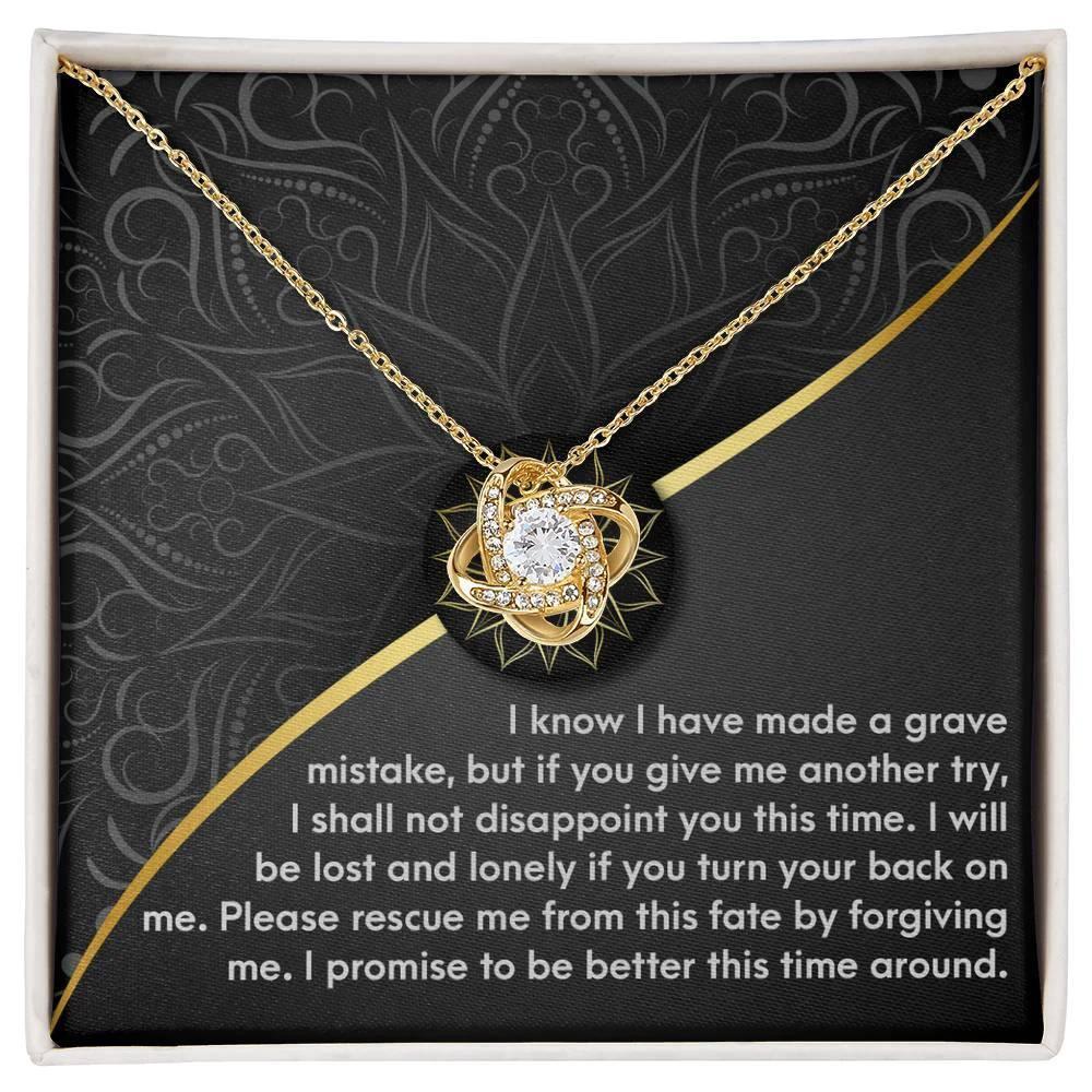 Apology Gift for Girlfriend, Wife, Soulmate-Sorry, Turn Your Back-Love Knot Pendant Necklace