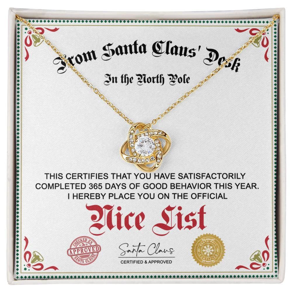 Noth Pole Nice List Gift For Her - Love Knot Pendant Necklace
