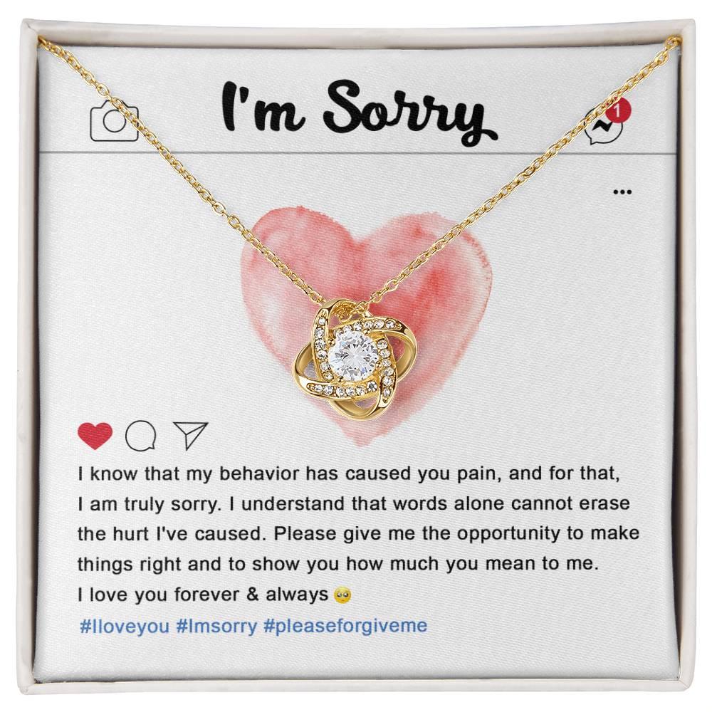 Apology Gift for Girlfriend, Wife, Soulmate - Sorry, Cannot Erase - Love Knot Pendant Necklace - Mallard Moon Gift Shop