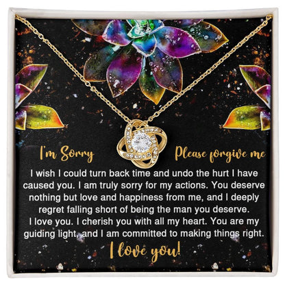 Apology Gift for Girlfriend, Wife, Soulmate - Sorry, All My Heart - Love Knot Pendant Necklace - Mallard Moon Gift Shop