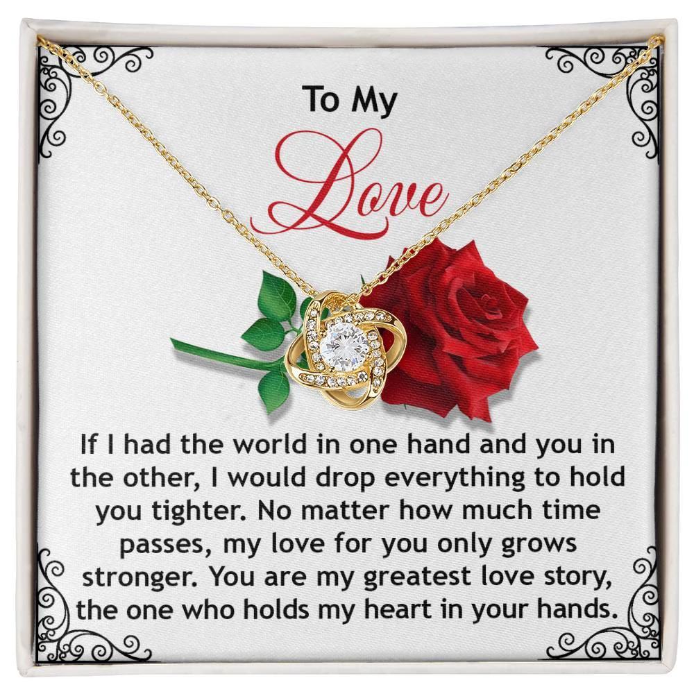 Romantic Anniversary, Valentine's Day Gift for Soulmate, Wife, Girlfriend - Greatest Love Story - Love Knot Pendant Necklace