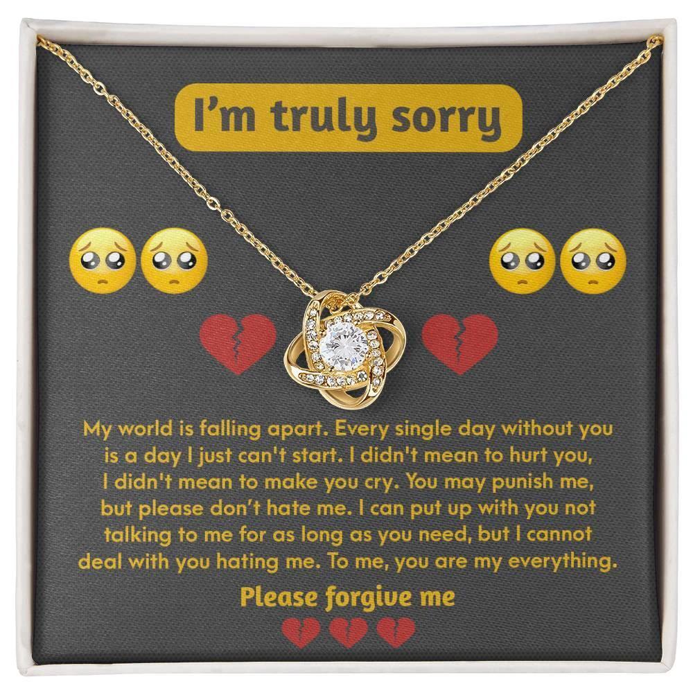 Apology Gift for Girlfriend, Wife, Soulmate - Sorry, Make You Cry - Love Knot Pendant Necklace
