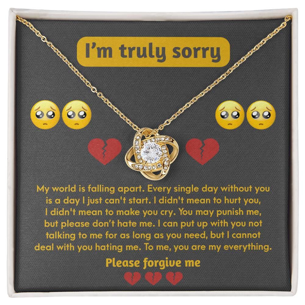 Apology Gift for Girlfriend, Wife, Soulmate - Sorry, Make You Cry - Love Knot Pendant Necklace - Mallard Moon Gift Shop