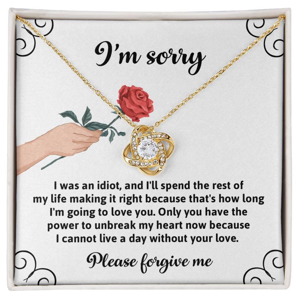 Gift for Girlfriend, Wife - Sorry, Making It Right - Love Knot Pendant Necklace - Mallard Moon Gift Shop