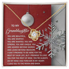 To My Granddaughter – Christmas Love Knot Necklace | “You Are Beautiful, Strong & Loved” Holiday Message Card | Grandparent Gift